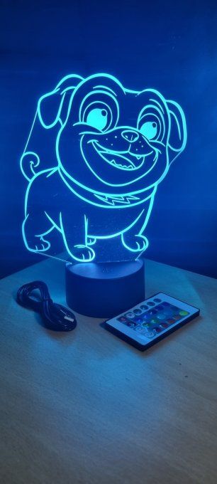 Lampe led 3D Bouldogue, animé, chien, veilleuse, chambre, illusion