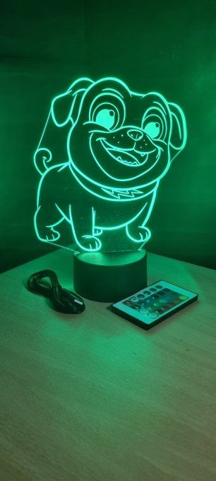 Lampe led 3D Bouldogue, animé, chien, veilleuse, chambre, illusion