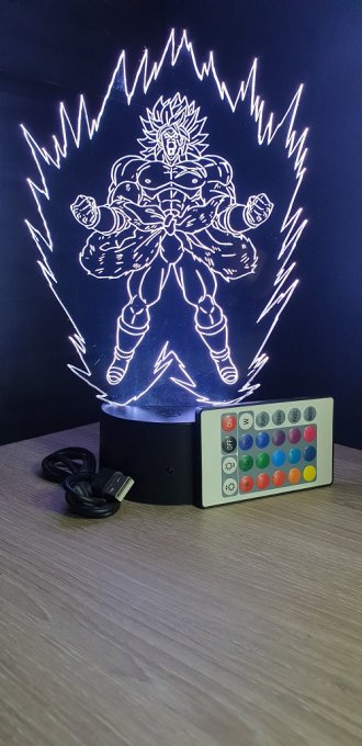 Lampe led 3d Broly DBS aura, dragon ball, manga, veilleuse, dessin animé, déco, illusion, cadeau