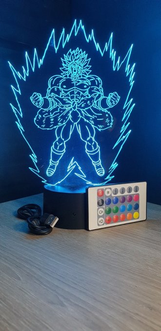 Lampe led 3d Broly DBS aura, dragon ball, manga, veilleuse, dessin animé, déco, illusion, cadeau