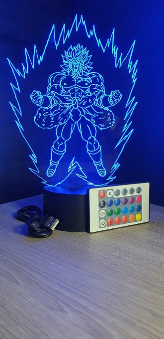 Lampe led 3d Broly DBS aura, dragon ball, manga, veilleuse, dessin animé, déco, illusion, cadeau