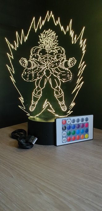 Lampe led 3d Broly DBS aura, dragon ball, manga, veilleuse, dessin animé, déco, illusion, cadeau