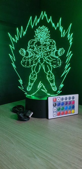 Lampe led 3d Broly DBS aura, dragon ball, manga, veilleuse, dessin animé, déco, illusion, cadeau