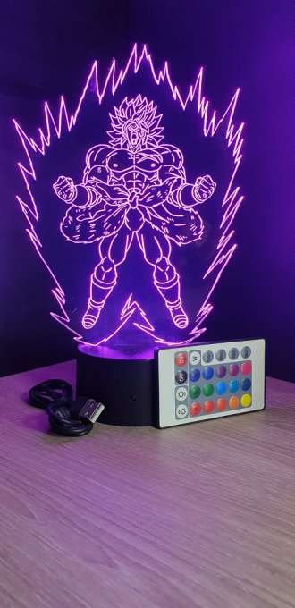 Lampe led 3d Broly DBS aura, dragon ball, manga, veilleuse, dessin animé, déco, illusion, cadeau