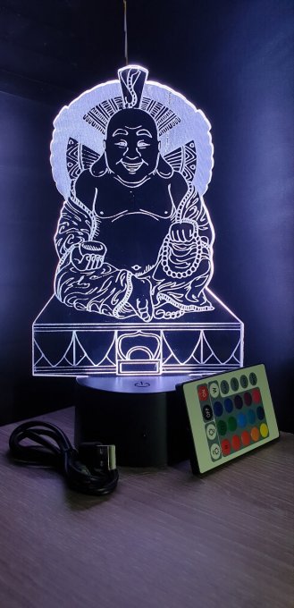 Lampe led 3D Buddha, veilleuse, idée cadeau, déco, illusion, chevet