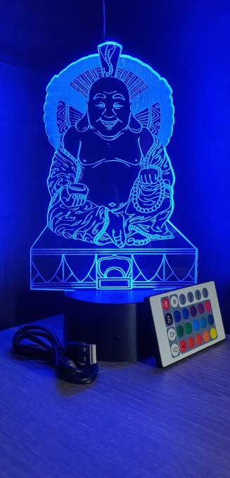 Lampe led 3D Buddha, veilleuse, idée cadeau, déco, illusion, chevet