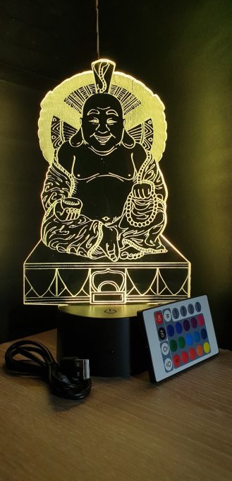 Lampe led 3D Buddha, veilleuse, idée cadeau, déco, illusion, chevet