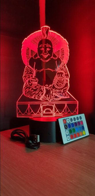 Lampe led 3D Buddha, veilleuse, idée cadeau, déco, illusion, chevet