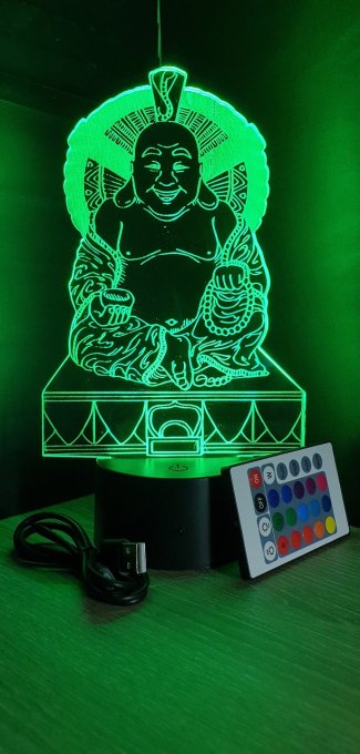 Lampe led 3D Buddha, veilleuse, idée cadeau, déco, illusion, chevet