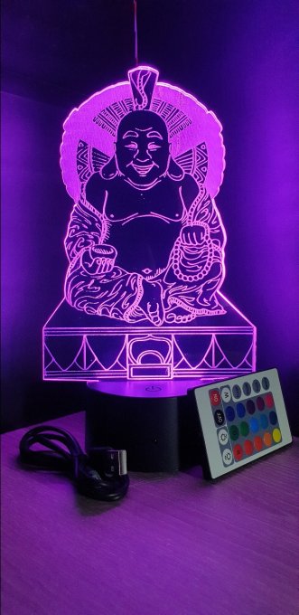 Lampe led 3D Buddha, veilleuse, idée cadeau, déco, illusion, chevet