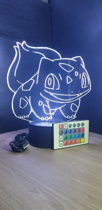 Lampe led 3D Bulbizarre, Pokemon, dessin animé, veilleuse, chevet