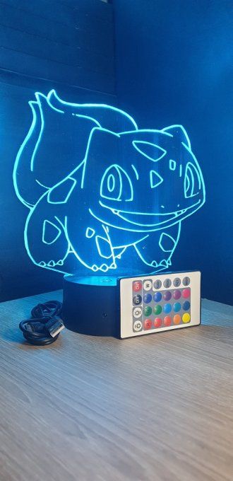 Lampe led 3D Bulbizarre, Pokemon, dessin animé, veilleuse, chevet