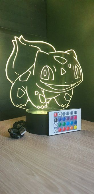 Lampe led 3D Bulbizarre, Pokemon, dessin animé, veilleuse, chevet