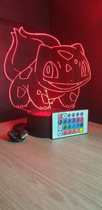 Lampe led 3D Bulbizarre, Pokemon, dessin animé, veilleuse, chevet