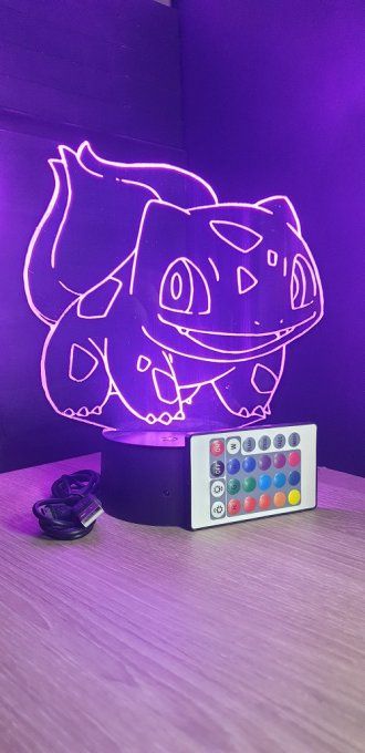 Lampe led 3D Bulbizarre, Pokemon, dessin animé, veilleuse, chevet