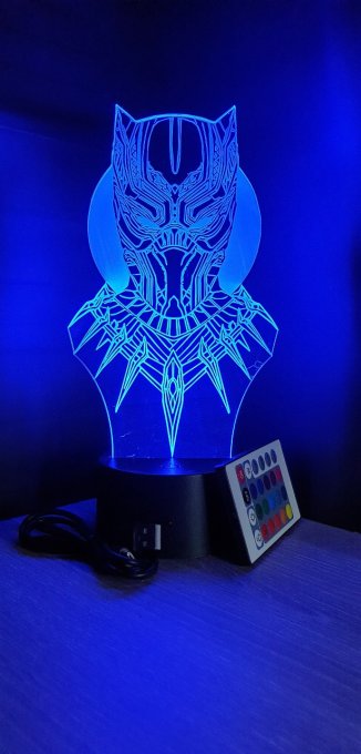 Lampe led 3D Black Panther, Marvel, veilleuse, chevet, luminaire, déco