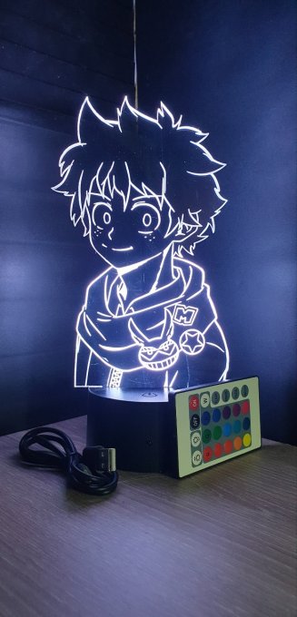 Lampe led 3D Buste Deku, Izuku Midoriya, My Hero Academia, manga ,veilleuse, chevet, déco, illusion