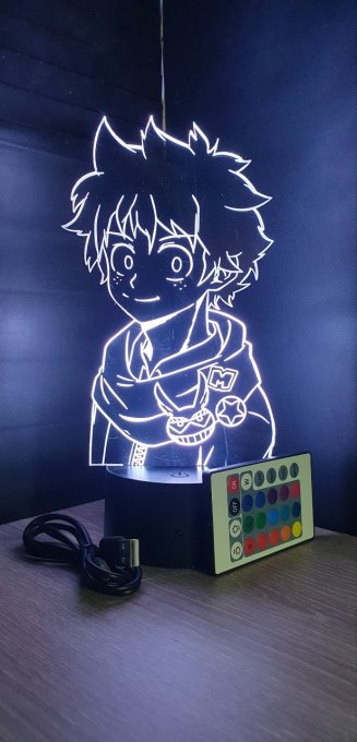 Lampe led 3D Buste Deku, Izuku Midoriya, manga, chevet, déco, illusion