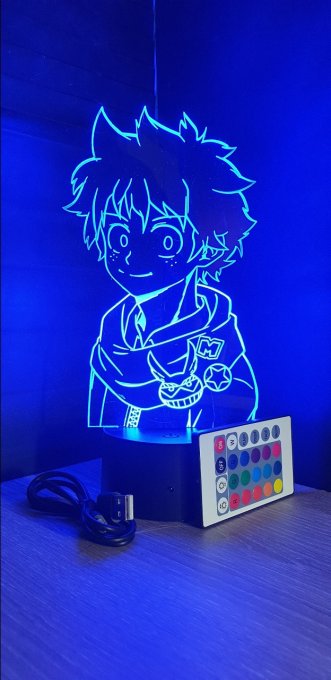 Lampe led 3D Buste Deku, Izuku Midoriya, My Hero Academia, manga ,veilleuse, chevet, déco, illusion