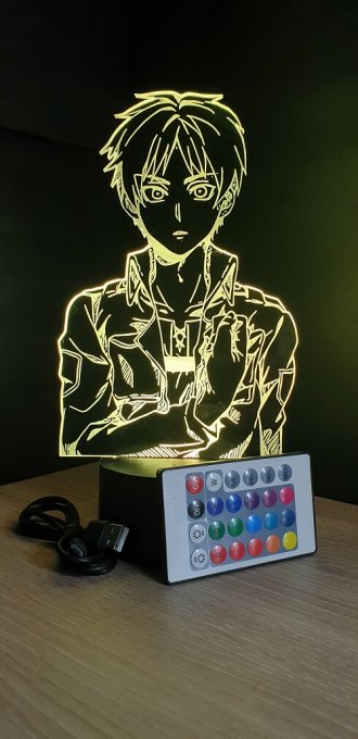 Lampe led 3D Buste Eren, Attaque des Titans ,manga ,veilleuse ,idée cadeau, animé, illusion