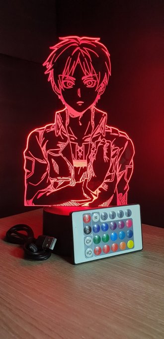 Lampe led 3D Eren, Attaque des Titans, manga, veilleuse, animé, SNK