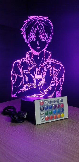 Lampe led 3D Eren, Attaque des Titans, manga, veilleuse, animé, SNK