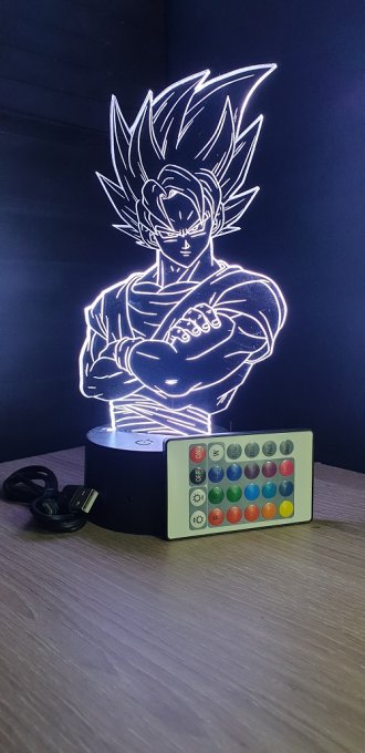 Lampe led 3d buste Goku, dragon ball, manga, veilleuse, dessin animé