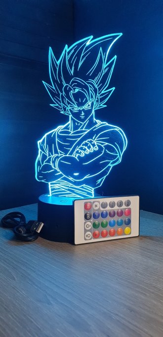 Lampe led 3d buste Goku, dragon ball, manga, veilleuse, dessin animé, déco, illusion, cadeau