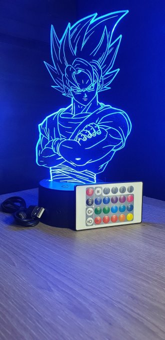 Lampe led 3d buste Goku, dragon ball, manga, veilleuse, dessin animé, déco, illusion, cadeau