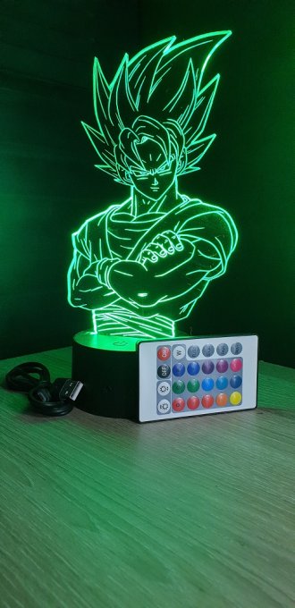 Lampe led 3d buste Goku, dragon ball, manga, veilleuse, dessin animé, déco, illusion, cadeau