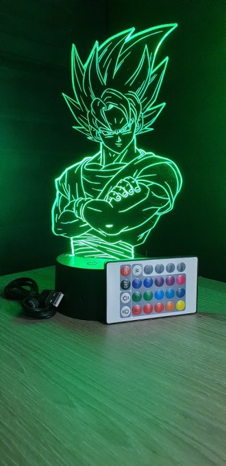 Lampe led 3d buste Goku, dragon ball, manga, veilleuse, dessin animé