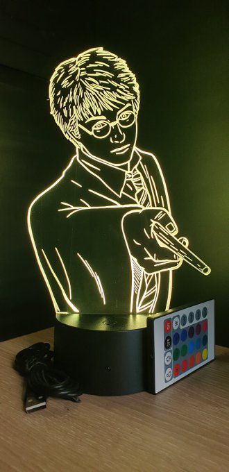 Lampe led 3D buste Harry potter, film, chevet, veilleuse, idée cadeau, déco, illusion, éclairage