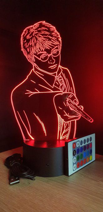 Lampe led 3D buste Harry potter, film, chevet, veilleuse, idée cadeau, déco, illusion, éclairage