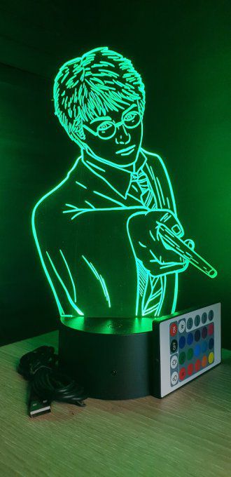 Lampe led 3D buste Harry potter, film, chevet, veilleuse, idée cadeau, déco, illusion, éclairage