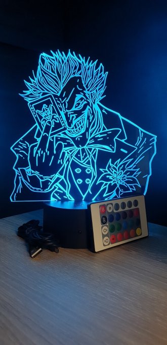 Lampe led 3D Buste Joker, DC Comics, veilleuse, idée cadeau, dessin animé , déco, illusion, chevet