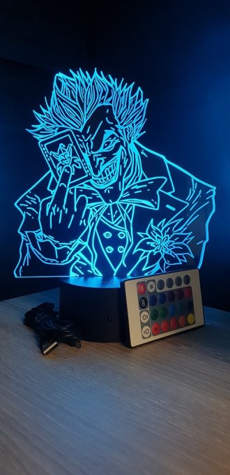 Lampe led 3D Buste Joker, DC Comics, veilleuse, déco, illusion, chevet