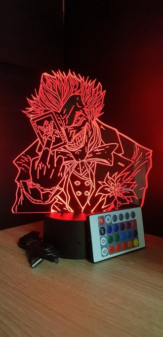 Lampe led 3D Buste Joker, DC Comics, veilleuse, idée cadeau, dessin animé , déco, illusion, chevet