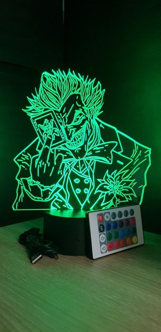 Lampe led 3D Buste Joker, DC Comics, veilleuse, idée cadeau, dessin animé , déco, illusion, chevet