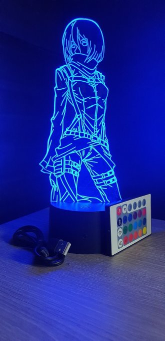 Lampe led 3D Mikasa, Attaque des Titans, manga, veilleuse, animé, SNK