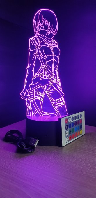 Lampe led 3D Mikasa, Attaque des Titans, manga, veilleuse, animé, SNK