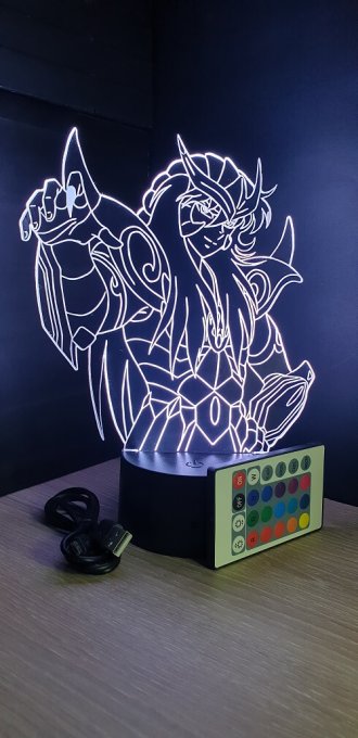 Lampe led 3D Milo, Chevaliers du Zodiaque, illusion, idée cadeau, veilleuse, déco, enfant, chambre