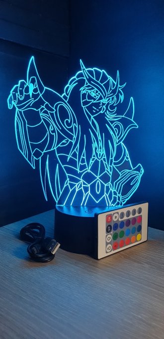 Lampe led 3D Milo, Chevaliers du Zodiaque, illusion, idée cadeau, veilleuse, déco, enfant, chambre