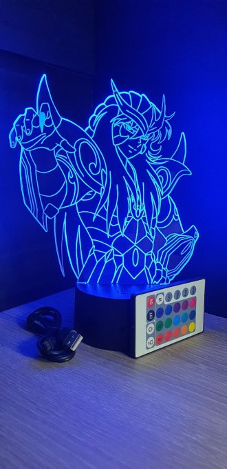 Lampe led 3D Milo, Chevaliers du Zodiaque, illusion, idée cadeau, veilleuse, déco, enfant, chambre