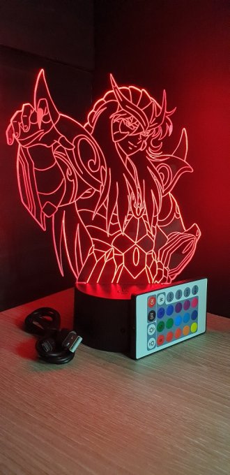 Lampe led 3D Milo, Chevaliers du Zodiaque, illusion, idée cadeau, veilleuse, déco, enfant, chambre