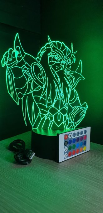 Lampe led 3D Milo, Chevaliers du Zodiaque, illusion, idée cadeau, veilleuse, déco, enfant, chambre