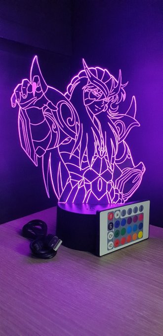 Lampe led 3D Milo, Chevaliers du Zodiaque, illusion, idée cadeau, veilleuse, déco, enfant, chambre