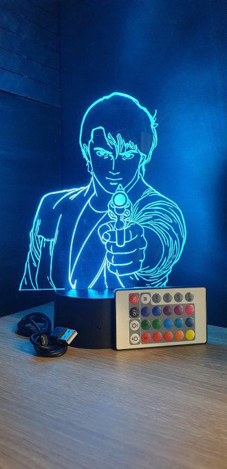 Lampe led 3D Buste Nicky Larson, veilleuse, idée cadeau, manga, animés, scan, déco, illusion