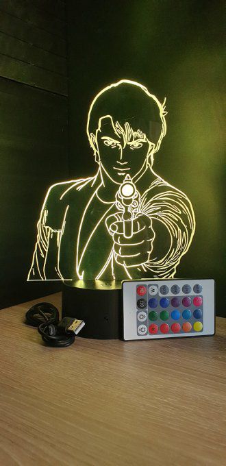 Lampe led 3D Buste Nicky Larson, veilleuse, idée cadeau, manga, animés, scan, déco, illusion