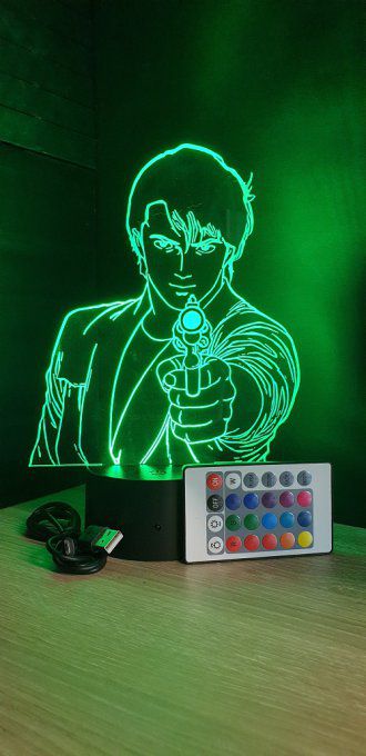 Lampe led 3D Buste Nicky Larson, veilleuse, idée cadeau, manga, animés, scan, déco, illusion