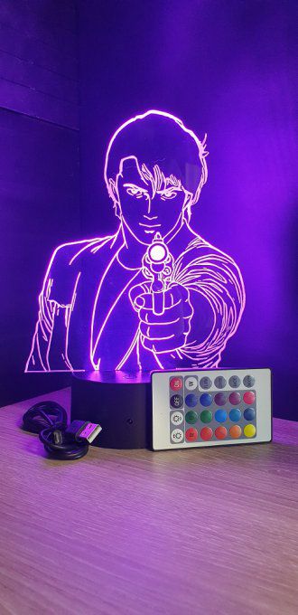 Lampe led 3D Buste Nicky Larson, veilleuse, idée cadeau, manga, animés, scan, déco, illusion